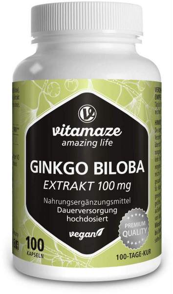 Ginkgo Biloba 100 mg hochdosiert vegan 100 Kapseln