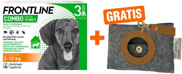 Frontline Combo Spot on Hund S 2-10 kg 3 Pipetten + gratis Frontline Hundekotbeutelspender