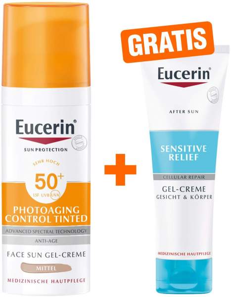 Eucerin Sun Photoaging Control Face CC Creme LSF 50+ mittel + gratis Sensitive After Sun 50 ml