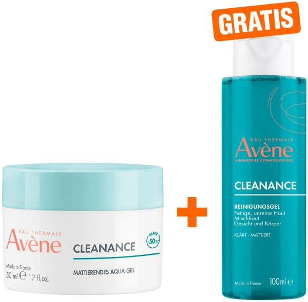 Avene Cleanance mattierendes Aqua-Gel für unreine Haut 50 ml + gratis Avene Cleanance Reinigungsgel 100 ml