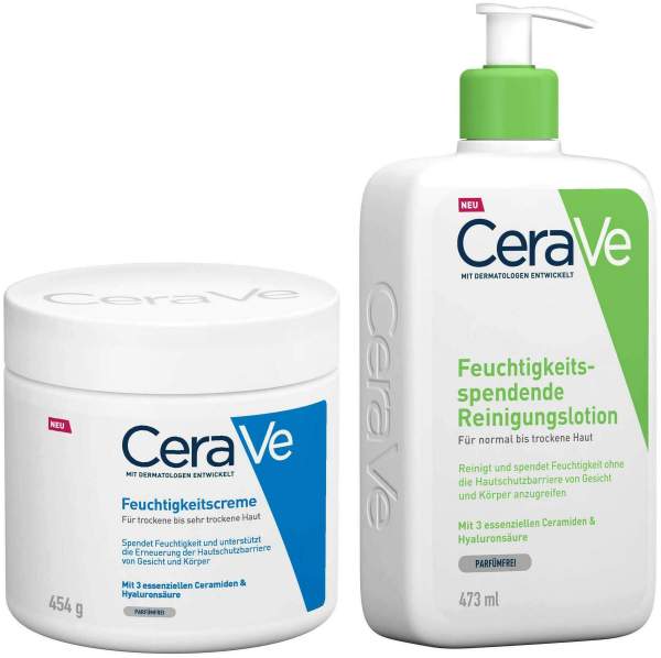 CeraVe Feuchtigkeitscreme 454 g + Feuchtigkeitsspendende Reinigunglsotion 473 ml