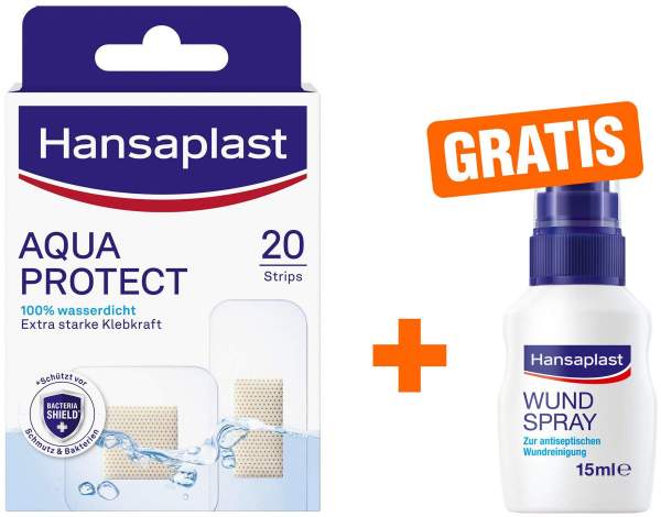Hansaplast Aqua Protect 20 Pflaster + gratis Wundspray zur Wundversorgung 15 ml