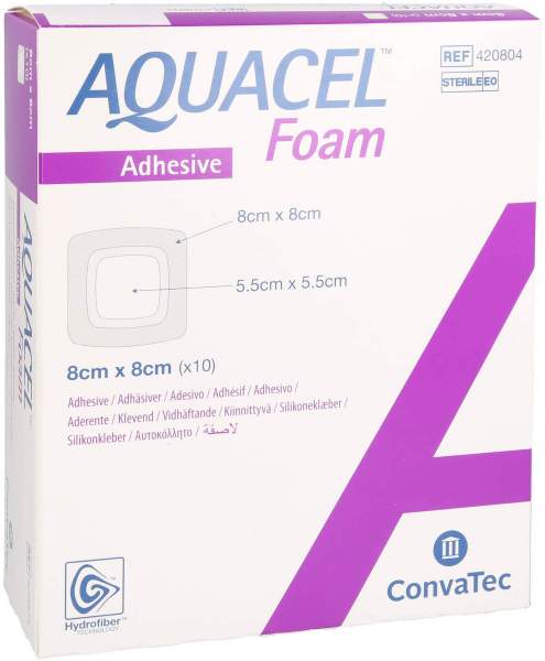 Aquacel Foam Adhäsiv 8 X 8 cm Verband 10 Stk