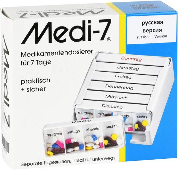 Medi 7 Medikamentendosierer für 7 Tage Weiß Russische Version