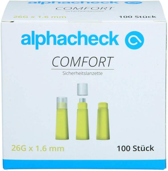 Alphacheck Comfort Sicherheitslanzetten 26 G X 1,6 mm 100 Stück