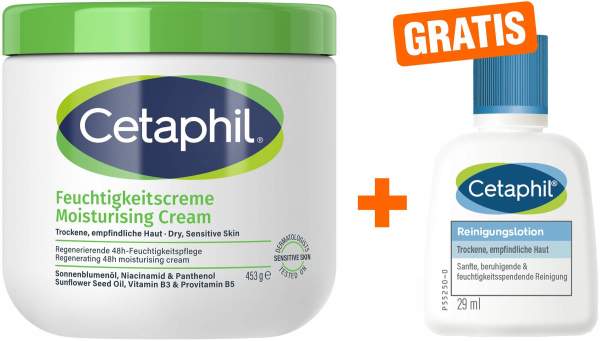 Cetaphil Feuchtigkeitscreme 453 g + gratis Reinigungslotion 29 g