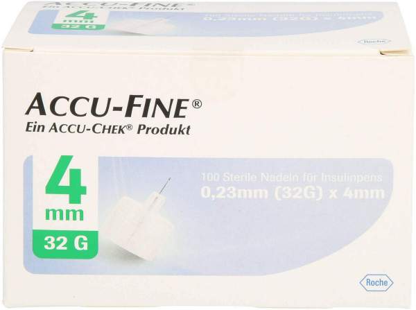 Accu Fine sterile Nadeln 4 mm 32 G für Insulinpens 100 Stück