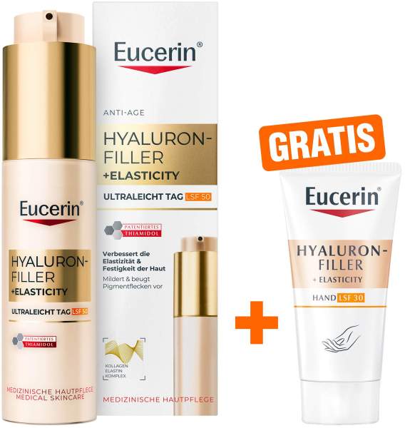 Eucerin Hyaluron Filler + Elasticity Ultraleicht Tag LSF50 50 ml + gratis Elasticity Handcreme 20 ml