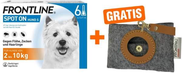 Frontline Spot On Hund S 2-10 kg 6 Pipetten + gratis Frontline Hundekotbeutelspender