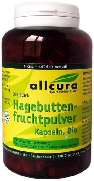 Hagebutten Fruchtpulver 180 Kapseln Bio