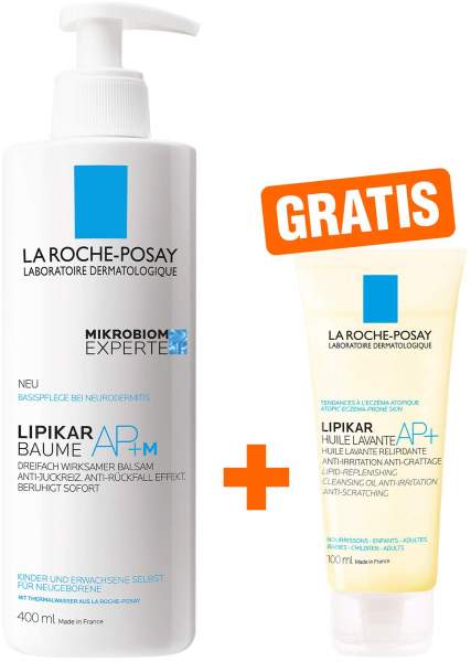 La Roche Posay Lipikar Baume AP+ M Balsam 400 ml + gratis La Roche Posay Lipikar Dusch- und Badeöl AP+ 100 ml