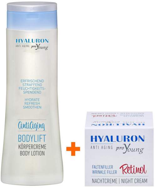 Proyoung Hyaluron Bodylift Anti Aging 300 ml Körpercreme + Hyaluron Retinol 50 ml Nachtcreme