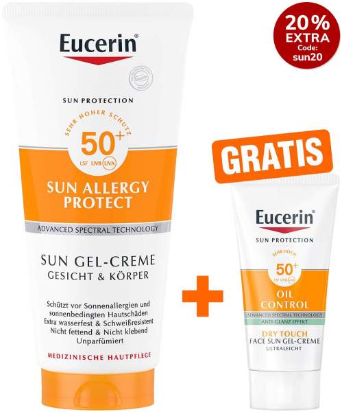 Eucerin Sun Allergy Protect Sun Gel-Creme LSF 50+ 200 ml + gratis Eucerin Sun-Gel Creme Oil Control 20 ml