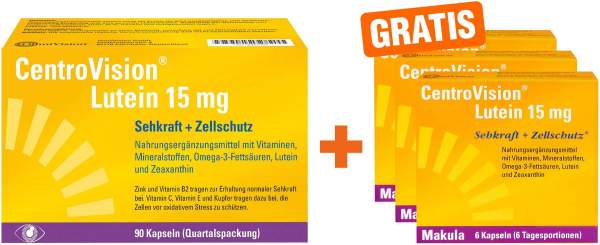 Centrovision Lutein 15 mg 90 Kapseln + gratis Centrovision Lutein 15 mg 18 Kapseln
