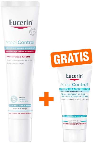 Eucerin AtopiControl Akut Creme 40 ml + gratis Eucerin AtopiControl Hydrolotion 20 ml