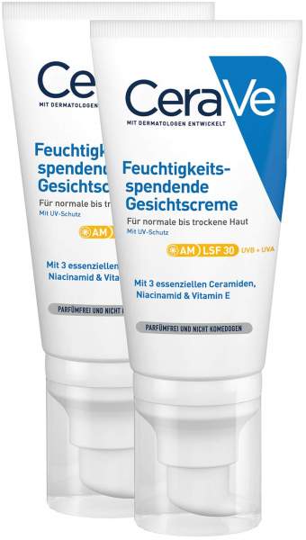 CeraVe Feuchtigkeitsspendende Gesichtscreme LSF 30 2 x 52 ml