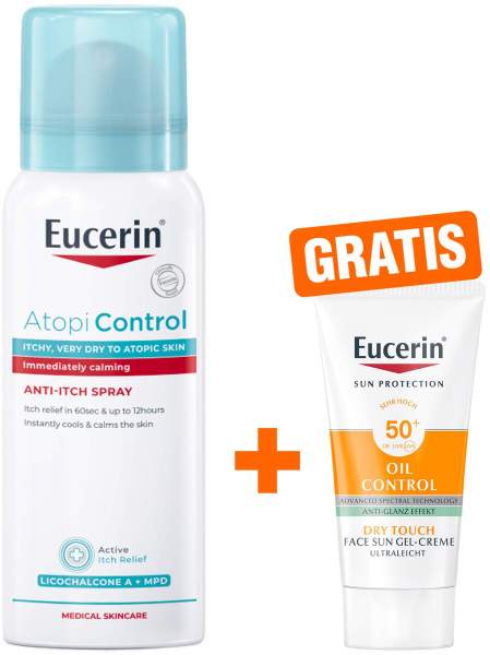 Eucerin AtopiControl Anti Juckreiz 50 ml Spray + gratis Eucerin Sun Gel-Creme Control 20 ml
