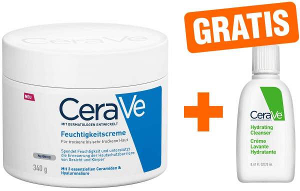 CeraVe Feuchtigkeitscreme 340 g + gratis feuchtigkeitsspendende Reinigungslotion 20 ml