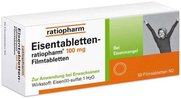 Eisentabletten Ratiopharm 100 mg 50 Filmtabletten