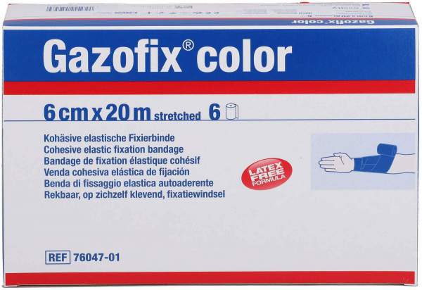 Gazofix Color Fixierbinde Kohäsiv 6 cm X 20 M Blau 6 Stück