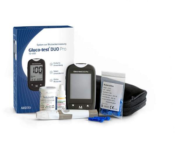 Gluco Test Duo Pro Set Blutzuckermessgerät mg-dl Schwarz
