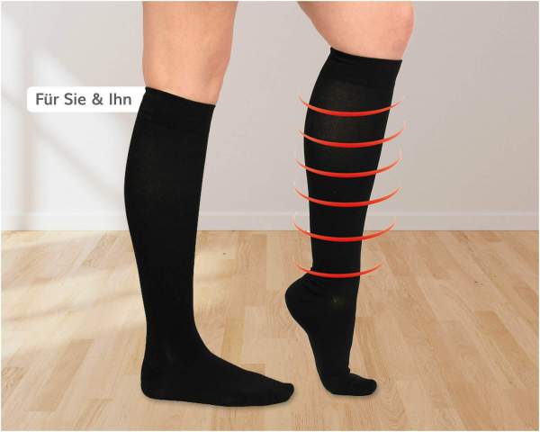 Energy Stützkniestrümpfe Unisex, schwarz Größe 43-46