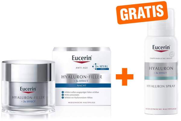 Eucerin Anti Age Hyaluron Filler Nachtcreme 50 ml + gratis Anti Age Hyaluron Spray 50 ml