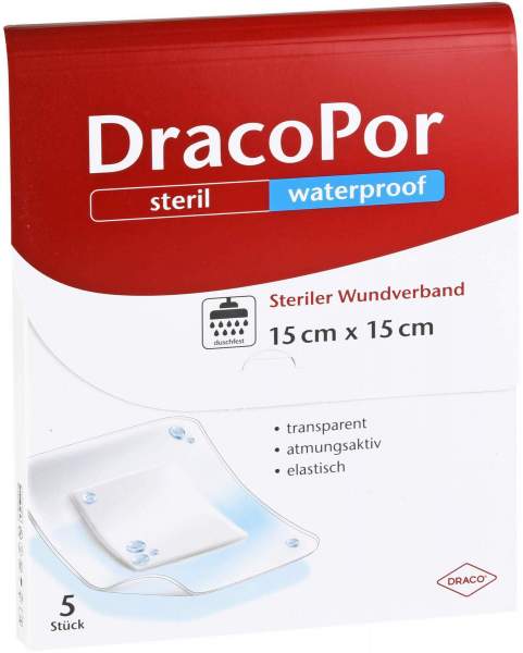 Dracopor Waterproof Wundverband 15 X 15 cm Steril 5 Stück