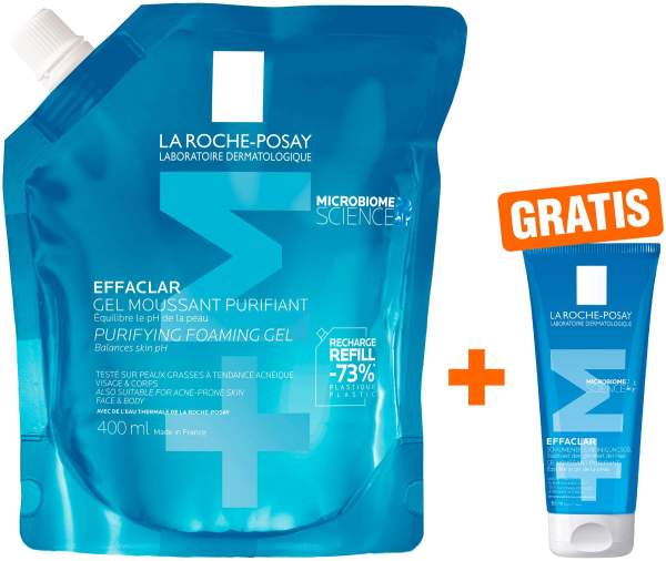 La Roche Posay Effaclar Foaming Gel Nachfüllpack 400 ml + gratis La Roche Posay Effaclar Gel 50 ml Mini