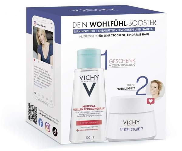 Vichy Nutrilogie 2 Routineset + gratis Purete Thermale Mineral Mizellen Reinigungsfluid 100 ml