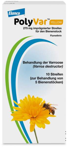 Polyvar Yellow 275 mg imprägnierter Streifen für den Bienenstock 10 Streifen