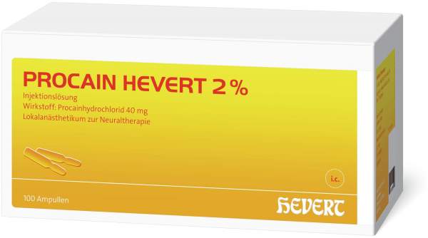 Procain Hevert 2% Injektionslösung 100 Ampullen