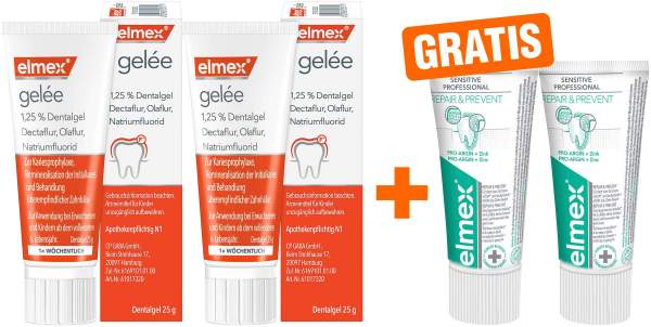 Elmex Gelee 2 x 25g + gratis Elmex Sensitive Professional Repair &amp; Prevent 2 x 20 ml Zahncreme