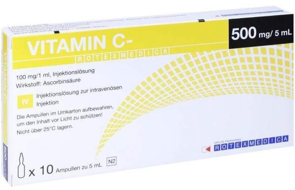 Vitamin C Rotexmedica Injektionslösung 10 X 5 ml