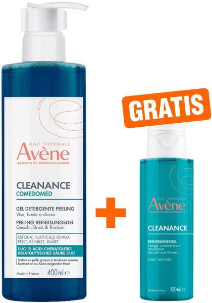 Avene Cleanance Comedomed Peeling Reinigungsgel 400 ml + gratis Avene Cleanance Reinigungsgel 100 ml