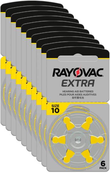 Hörgerät Batterie 10 Gelb Rayovac 10 x 6 Stück