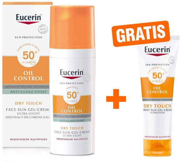Eucerin Sun Oil Control Face LSF 50+ 50 Gel-Creme + gratis Body LSF50 50 ml Gel-Creme
