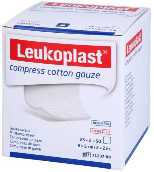 Leukoplast compress Cotton Gauze 5x5cm steril 8f 25 x 2 Stück