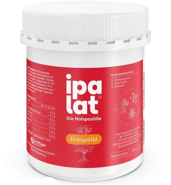 Ipalat Halspastillen Honigmild Ohne Menthol Zuckerfrei 400...