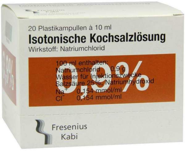 Kochsalzlösung 0,9 % Isoton Plastik 20 X 10 ml
