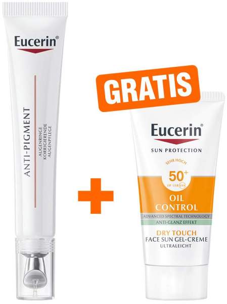 Eucerin Anti-Pigment Augenpflege Augenringe 15 ml + gratis Sun Gel-Creme Oil Control 20 ml