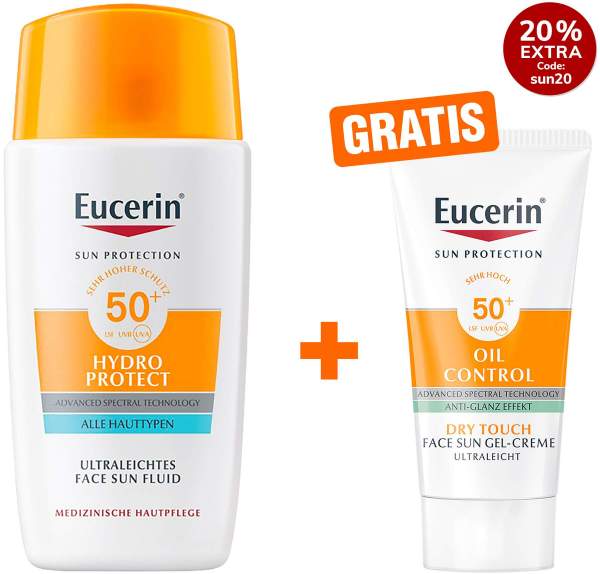 Eucerin Sun Hydro Protect Face Sun Fluid LSF 50+ 50 ml + gratis Sun Gel-Creme Oil Control 20 ml