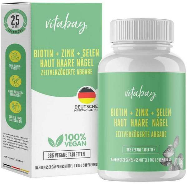 Biotin+zink+selen Haut+haare+nägel Vegan Tabletten