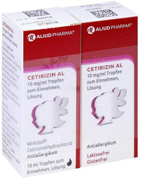 Cetirizin Al 10 mg Pro ml Tropfen zum Einnehmen 2x10 ml Lösung