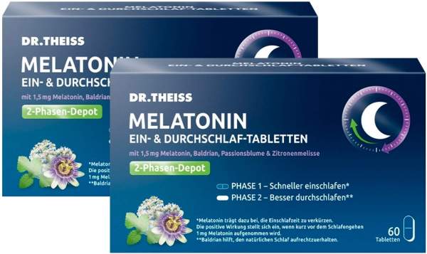 Dr.Theiss Melatonin Ein- &amp; Durchschlaf Tabletten 2 x 60 Stück