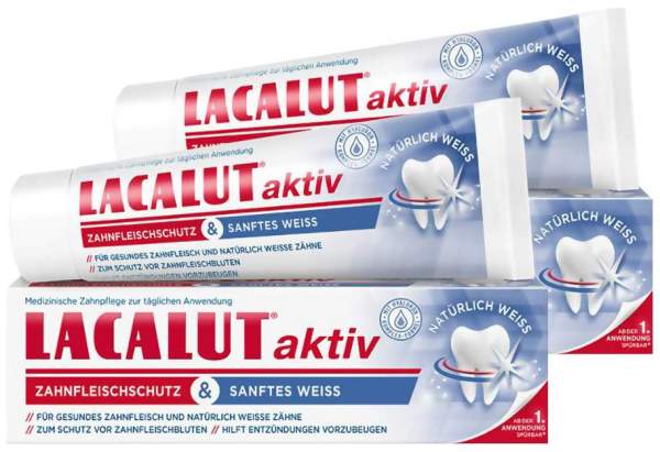 Lacalut Aktiv Zahnfleischschutz &amp; Sanftes Weiss 2 x 75 ml Zahnpasta
