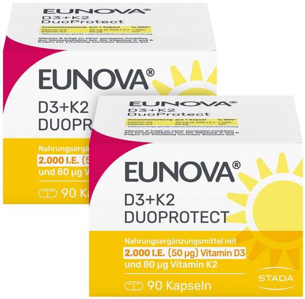 Eunova DuoProtect D3 + K2 2000 I.E. 2 x 90 Kapseln