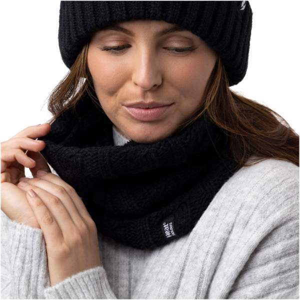 Heat Holders Thermo-Halswärmer mit Zopfmuster 1 Stück Schwarz