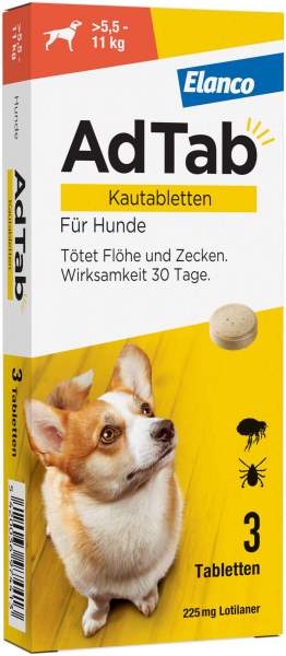 AdTab 225 mg für mittelgroße Hunde (5,5-11 kg) 3 Kautabletten