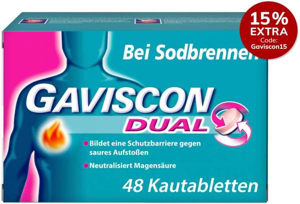 Gaviscon Dual 250 mg - 106,5 mg - 187,5 mg 48 Kautabletten
